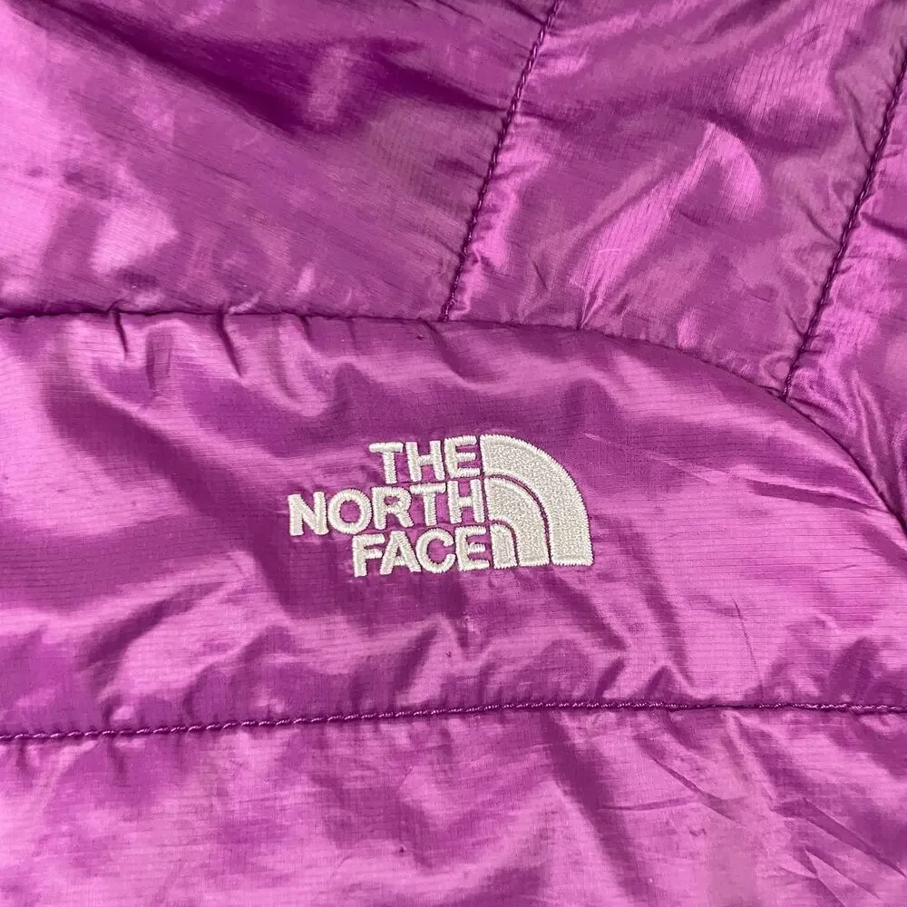 Vintage The North Face Girls Purple Fleece Quilted Full Zip Jacket Sz XL